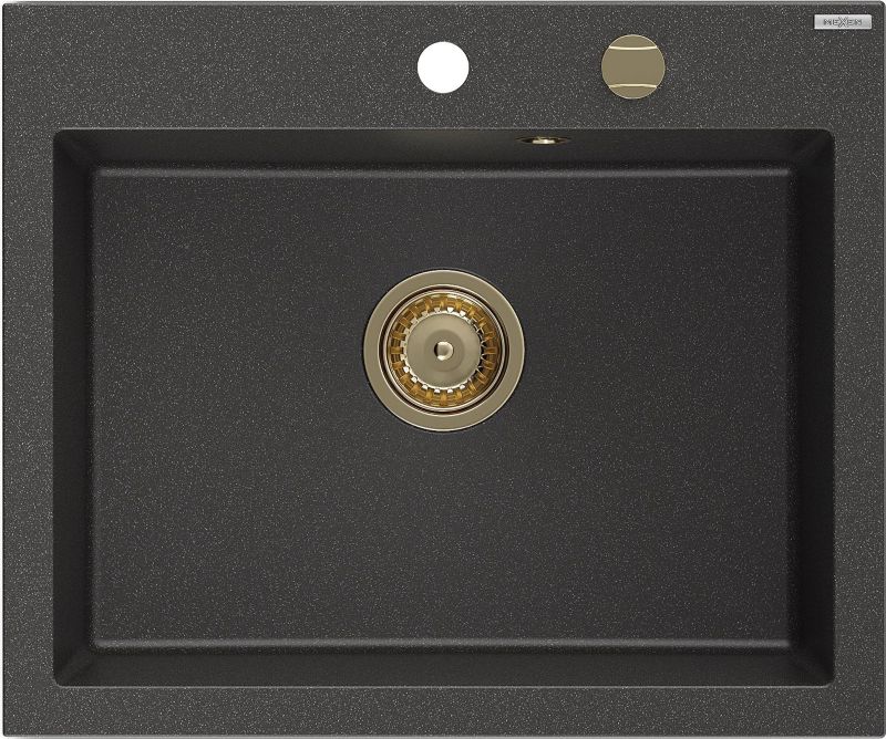 Zlewozmywak granitowy wpuszczany Mexen Elix czarny nakrapiany 600 x 500 mm - 6525601005-76-G