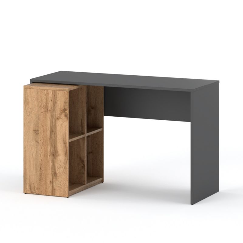 Biurko Hurtownia-Mebli Pojemne Zestaw Hugo Regał 120cm Szary Mat Dąb Wotan 120x50x77 cm 1szt.