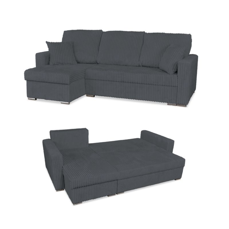 Narożnik wypoczynkowy do salonu rozkładany Family Meble Rene ciemny szary 1szt