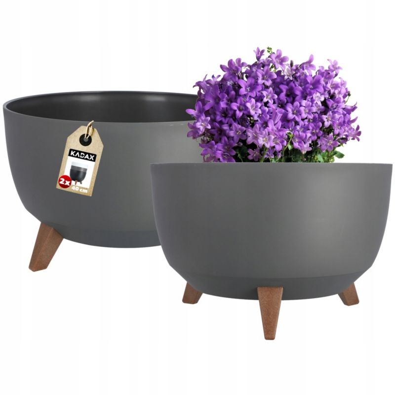 Doniczka KADAX 2x Na Nóżkach Wkład 40cm Antracyt 2 szt.