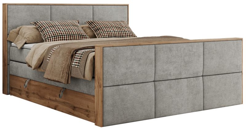 Łóżko kontynentalne MKS Meble ALBERO 2 KING DUO 140x200 H3 Jasnoszary struktura 1szt.