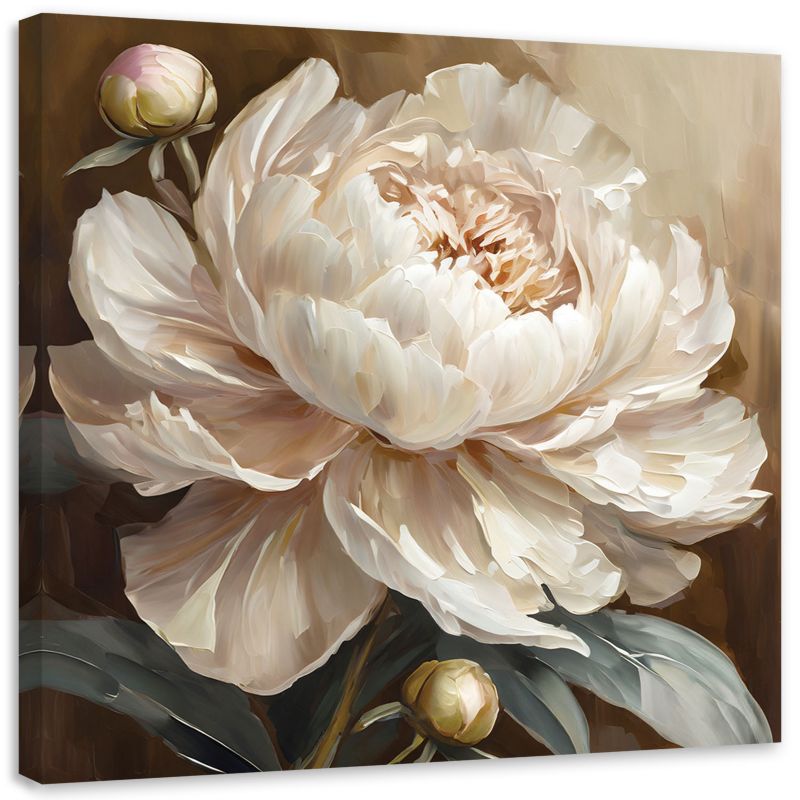 Obraz do salonu sypialni Feeby Kwiat Piwonii Beżowy 60x60 cm 1szt
