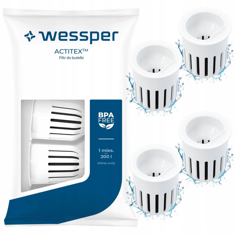 Filtr wody, Wessper, do butelki Dafi Soft, z węglem aktywnym, zamiennik, 4szt