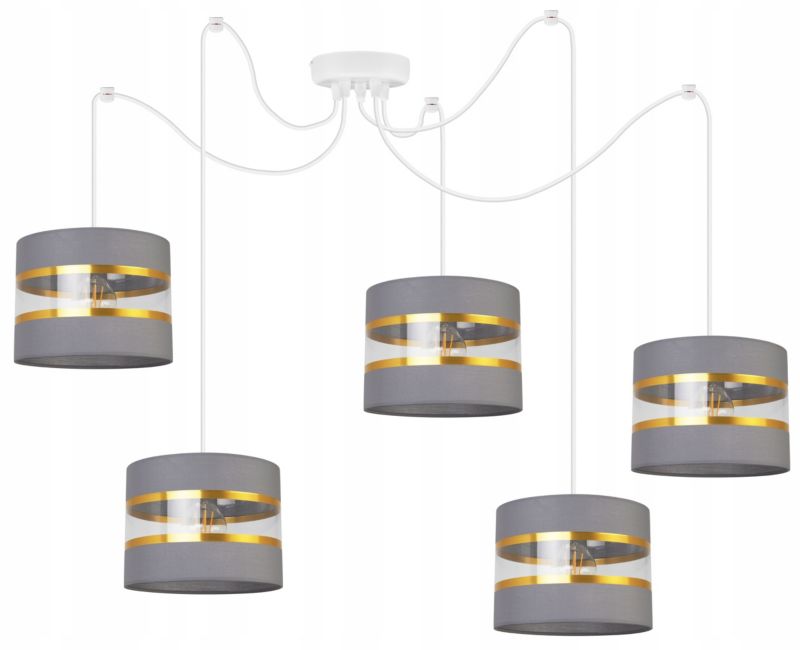 Lampa sufitowa wisząca Light Home LH Spider Elegance Gold 5x E27 60W szary/biały 1szt.