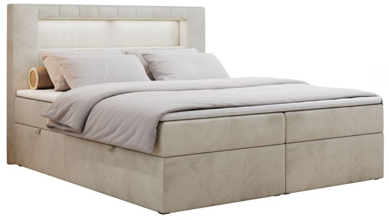 Łóżko kontynentalne MKS Meble GOLD 5 160x200 H3 Beżowy welvet 1szt.