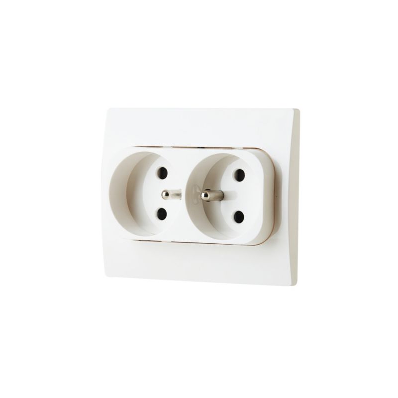 Gniazdo podwójne OPP z uziemieniem Lonia białe