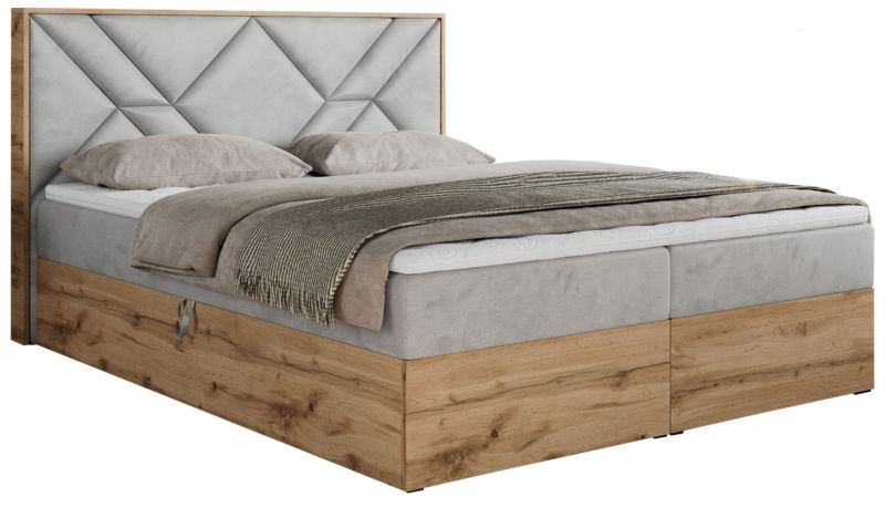 Łóżko kontynentalne MKS Meble GUNAR 180x200 H3 Jasnoszary welvet 1szt