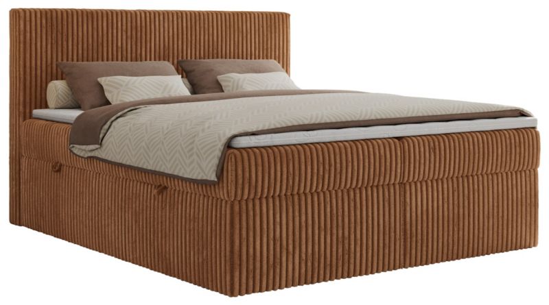 Łóżko kontynentalne MKS Meble TILIANO 200x200 H4 pomarańczowy sztruks 1szt.