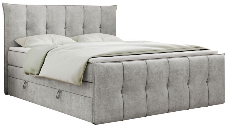 Łóżko kontynentalne MKS Meble PREMIUM 11 KING 160x200 H4 Jasnoszary struktura 1szt.