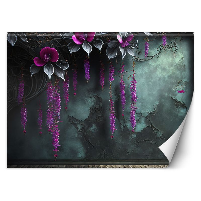 Fototapeta Feeby Wiszące Fioletowe kwiaty na betonowym tle 450x315 1 szt