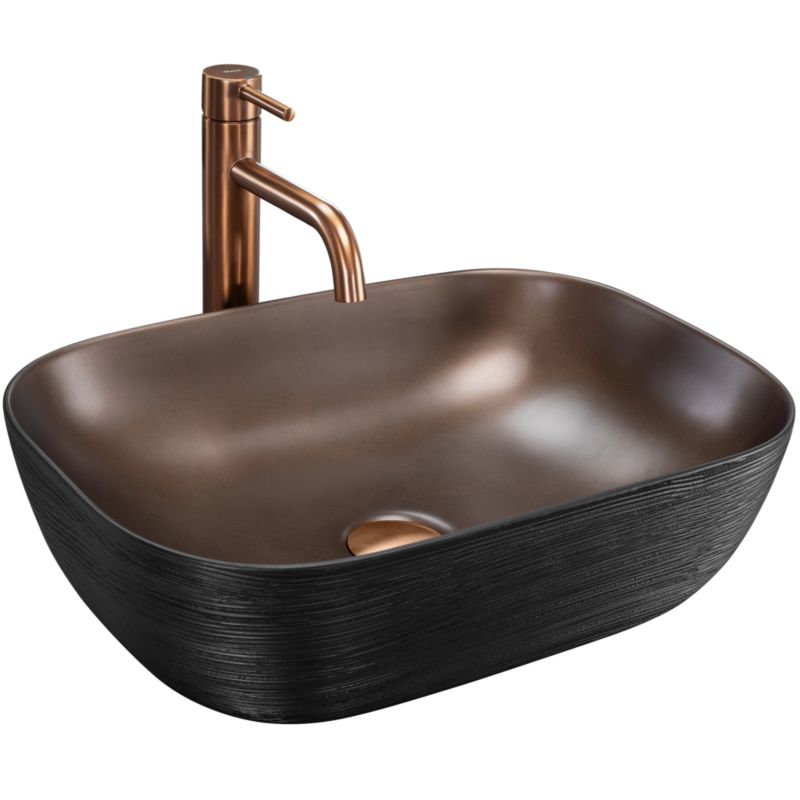 Umywalka Nablatowa Rea Belinda Owalna Miedziany Szczotkowany 46,5X33X13,5Cm 1 Szt
