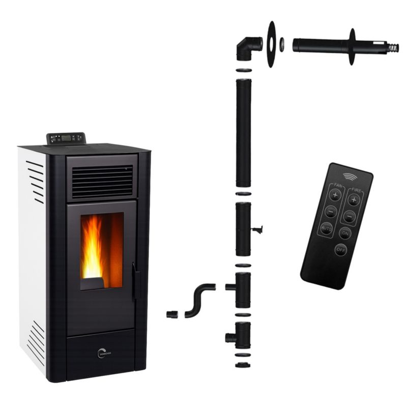 Piec na pelety Sannover Anita 10 kW Biały + kompletny zestaw instalacyjny 1 szt.