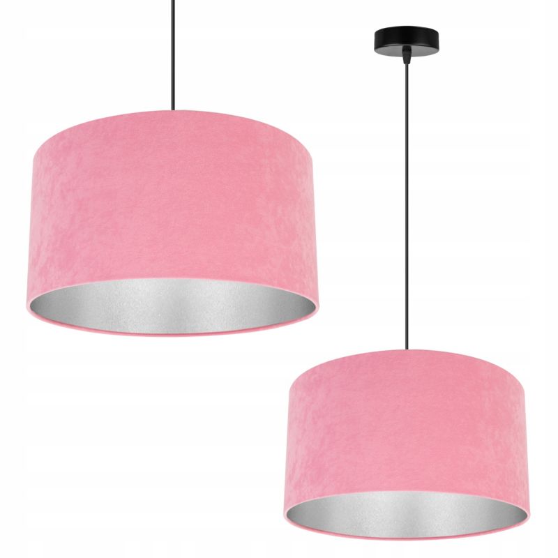 Lampa sufitowa wisząca Light Home LH Mediolan Welur 1x E27 60W ciepły różowy/srebrny 35cm 1szt.