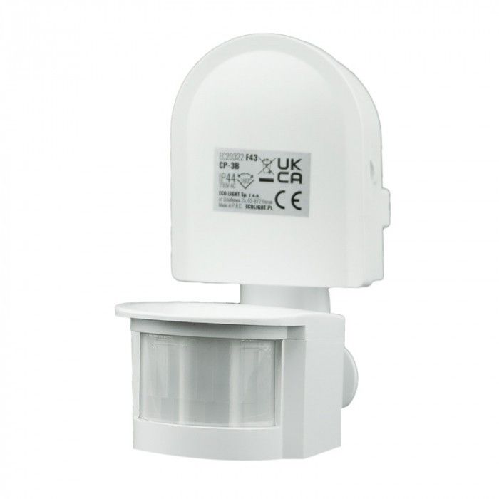Czujnik ruchu i zmierzchu Ecolight podczerwień PIR biały do 12 metrów ścienny natynkowy IP44 wym: 20 x 6,7 x 4,5 cm - 1 szt.
