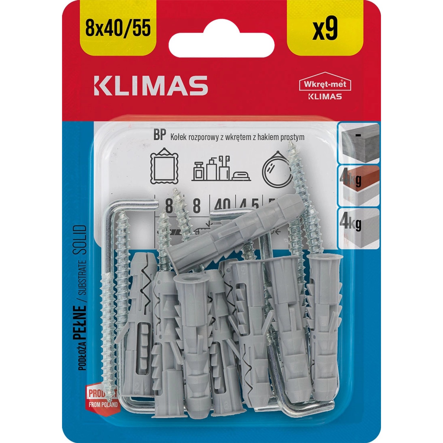 Wkręt-met Kołek rozporowy z hakiem prostym 8 mm x 40 mm