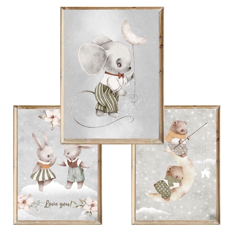 Zestaw trzech plakatów dla dzieci Luna - A3