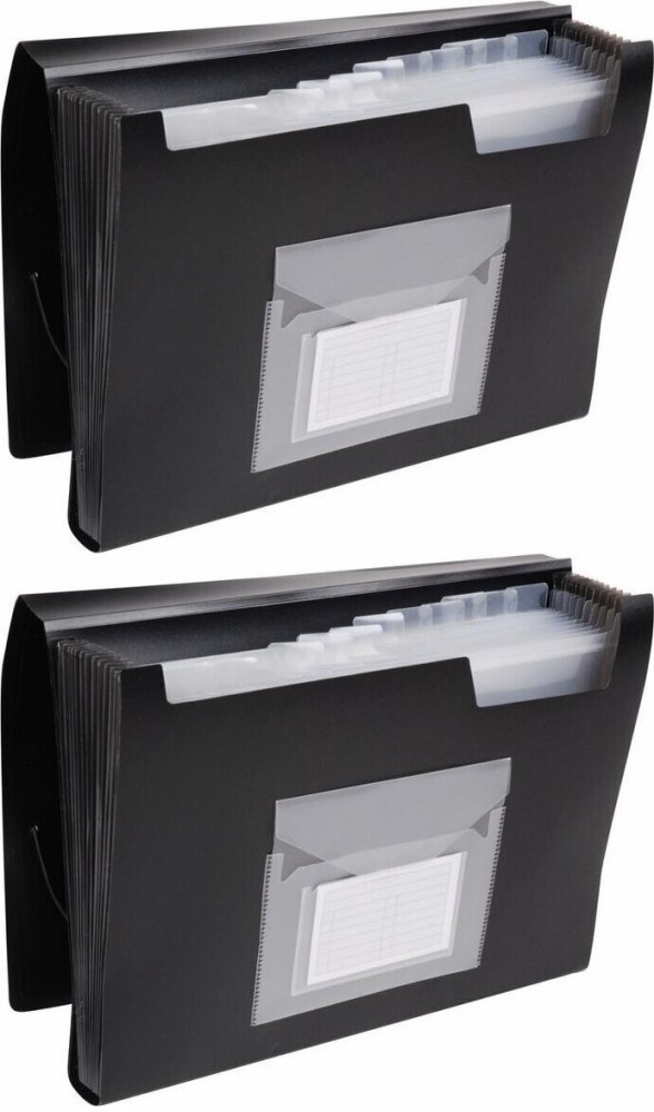 2x Teczka z przegródkami Q-Connect, A4, 12 przegródek, czarny