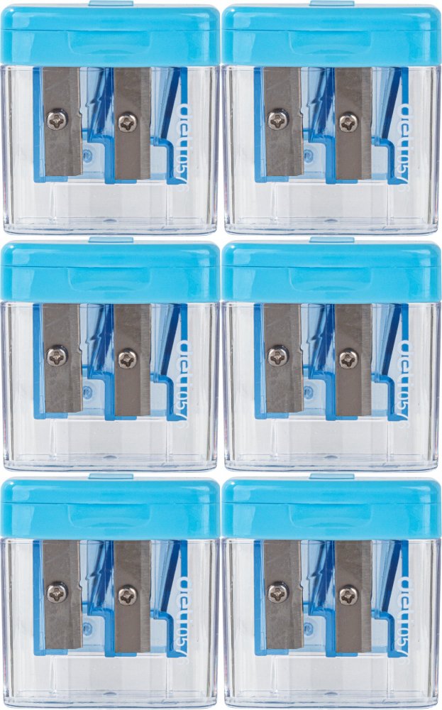 6x Temperówka Deli Comiko, z pojemnikiem, 2 otwory, 1 sztuka, mix kolorów