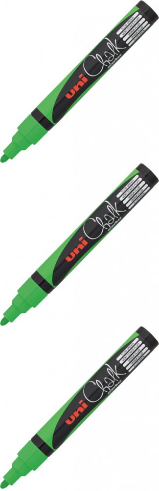 3x Marker kredowy Uni PWE-5M, okrągła, 2.5mm, zielony