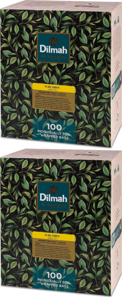 2x Herbata zielona w kopertach Dilmah Pure Green Tea, 100 sztuk x 1.5g
