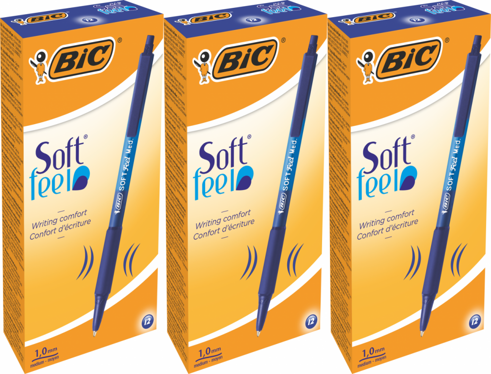 36x Długopis automatyczny BIC Soft Feel, 1mm, niebieski