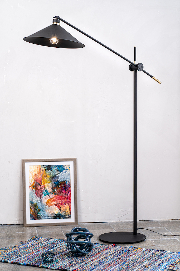 Argon Nashville lampa stojąca 1x15W czarny/mosiądz 4732
