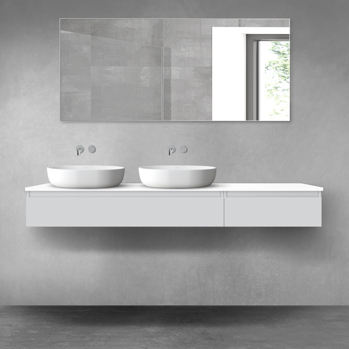 Oltens Vernal zestaw mebli łazienkowych 180 cm z blatem szary mat/biały połysk 68610700 - Wysyłka w 24h