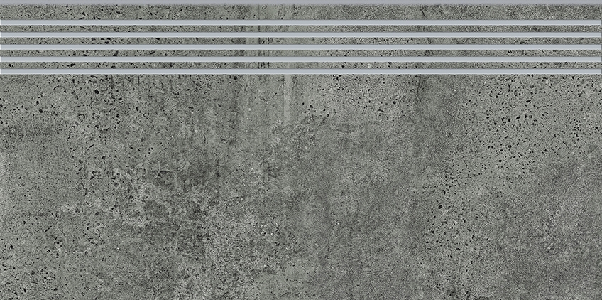 Opoczno Newstone Graphite Steptread stopnica podłogowa 29,8x59,8 cm szary mat