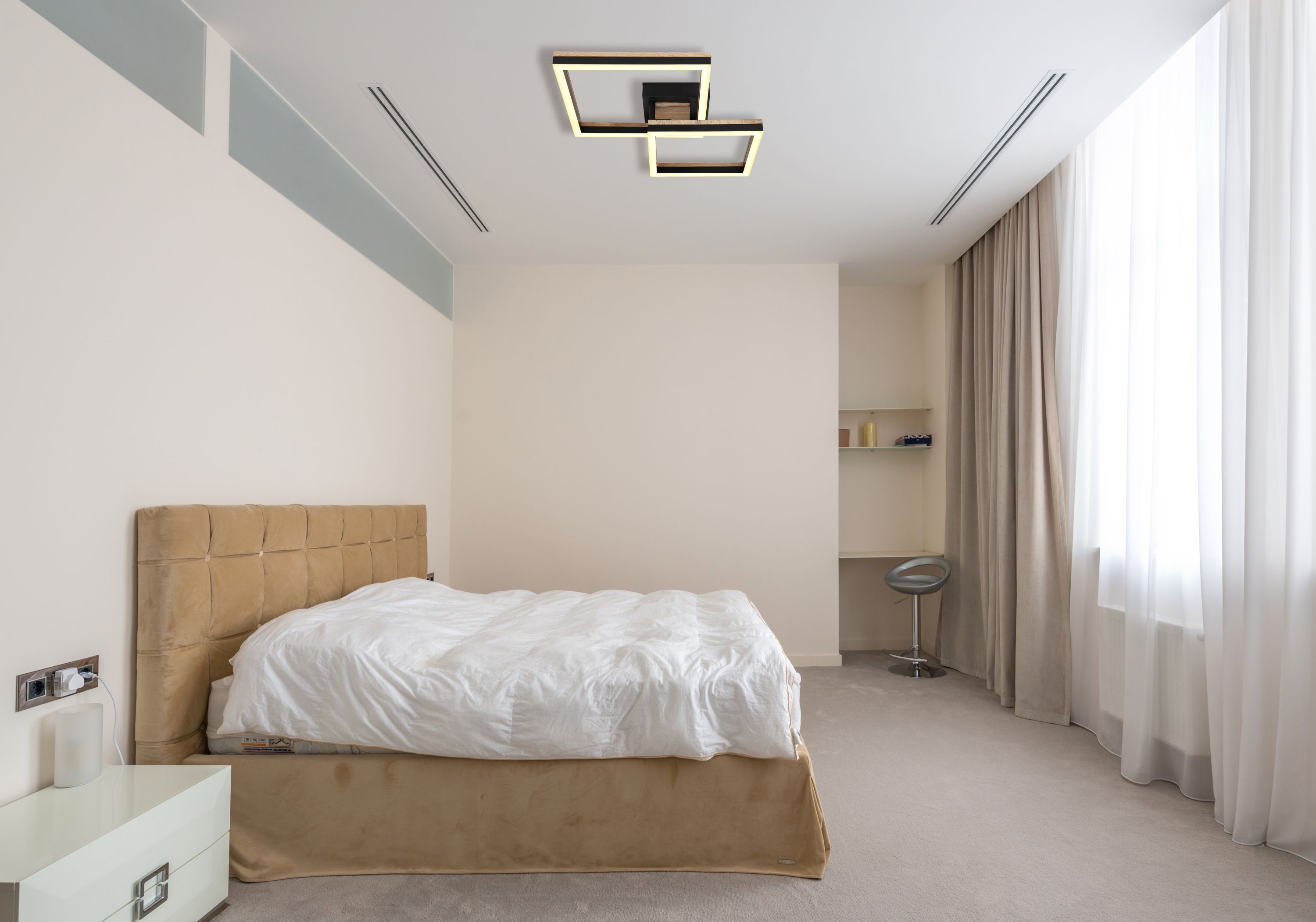 Globo Lighting Beatrix lampa podsufitowa 2x18W czarny mat/drewno 67297D2