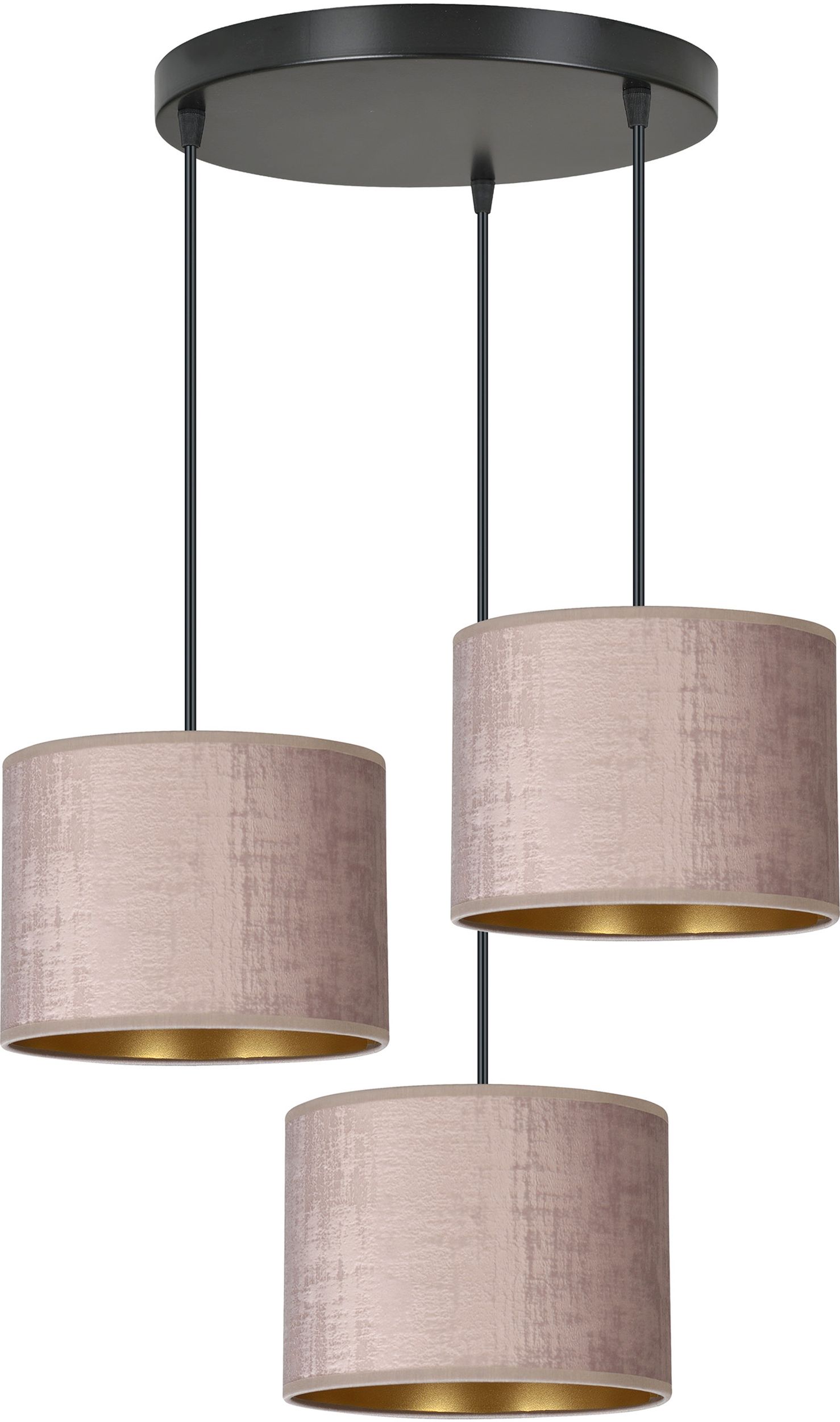 Emibig Hilde lampa wisząca 3x15 W czarna-różowa-złota 1053/3PREM