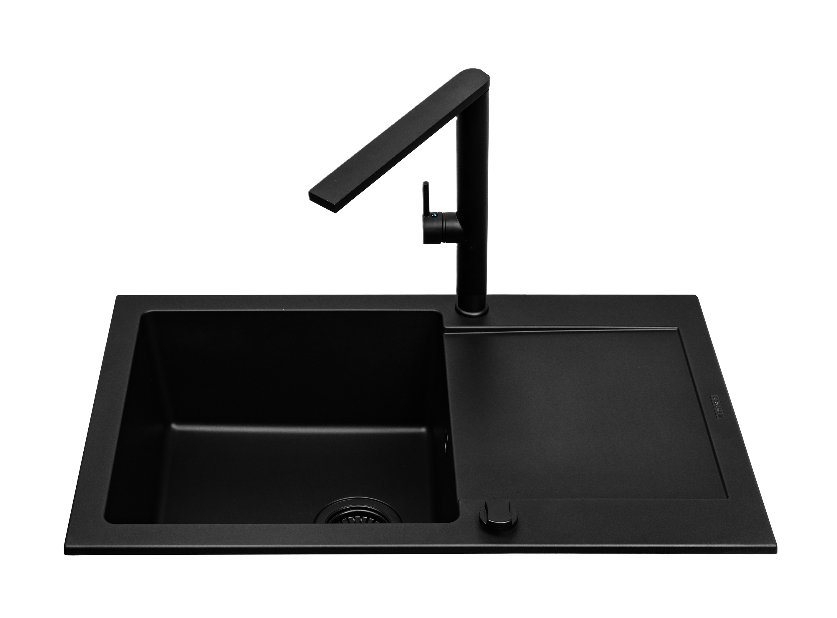 Pyramis Mido zlewozmywak 79x50 cm z baterią Trigono czarny/czarny 070176502BT