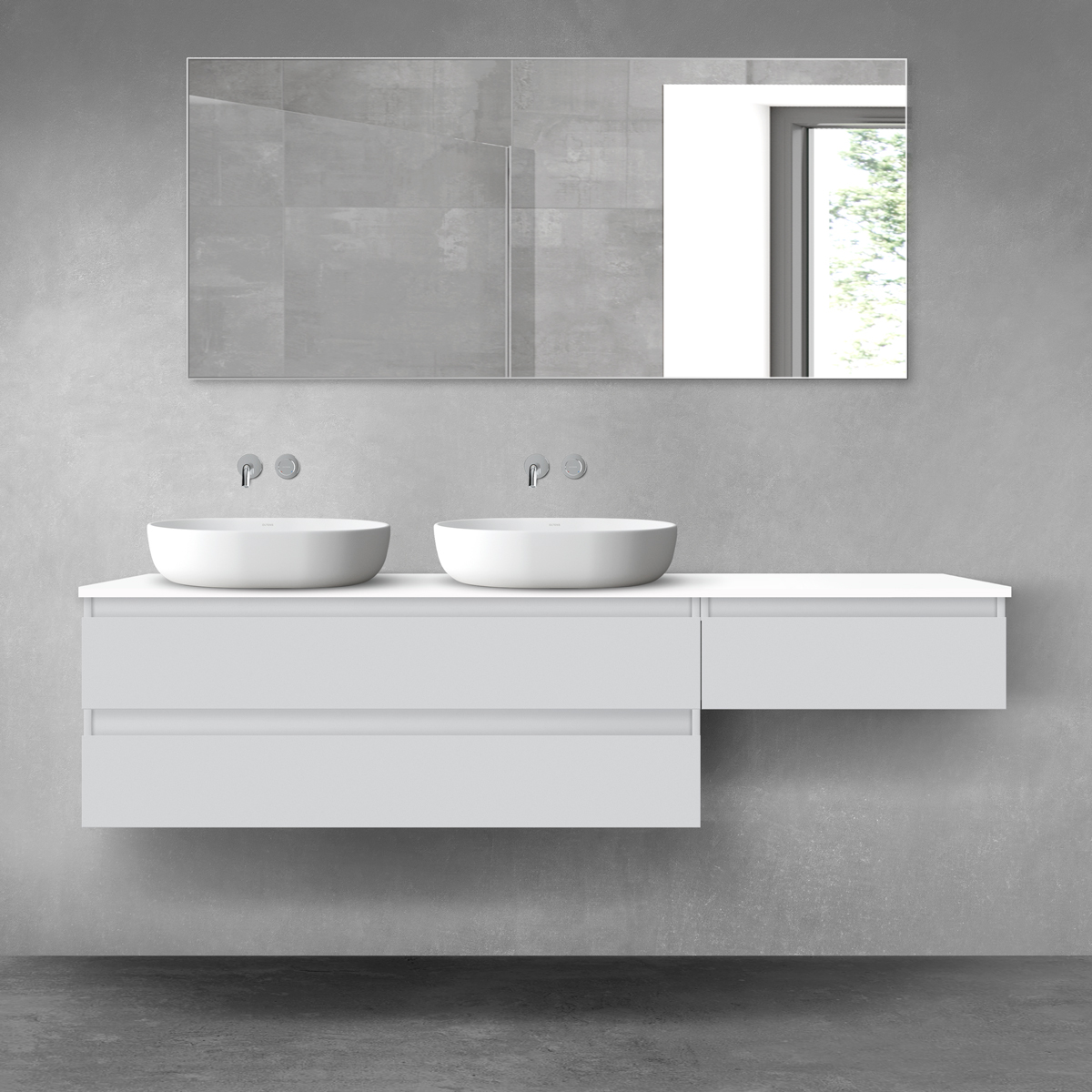 Oltens Vernal zestaw mebli łazienkowych 180 cm z blatem szary mat/biały połysk 68609700 - Wysyłka w 24h