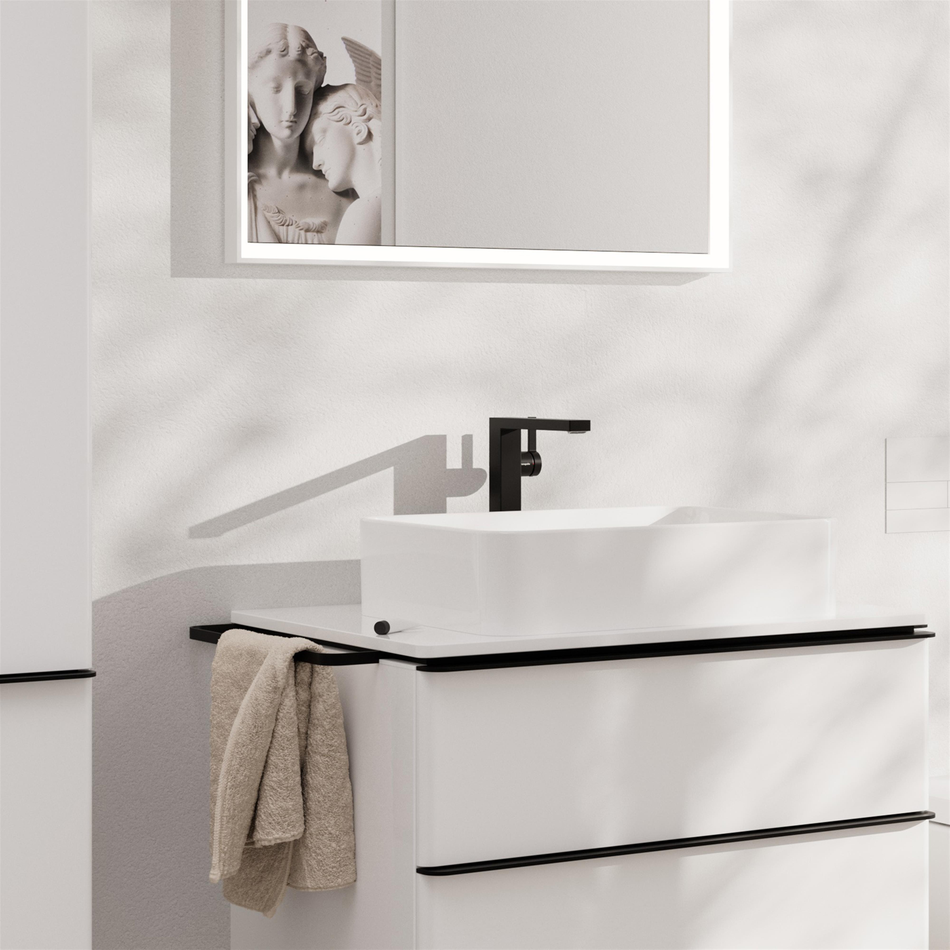 Hansgrohe Tecturis E bateria umywalkowa stojąca wysoka CoolStart czarny mat 73072670