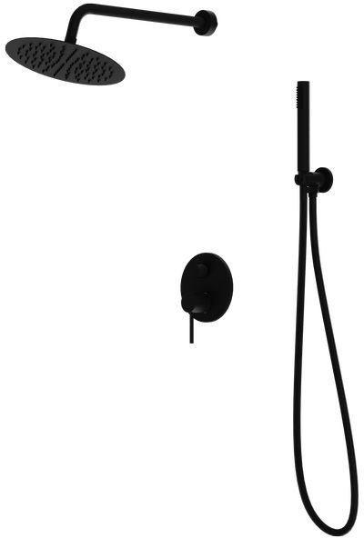 LaVita Orion zestaw prysznicowy z baterią podtynkowy z deszczownicą czarny mat