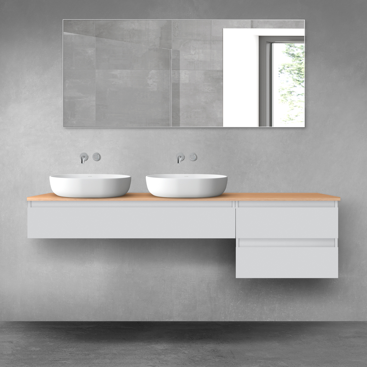 Oltens Vernal zestaw mebli łazienkowych 180 cm z blatem szary mat/dąb 68598700 - Wysyłka w 24h