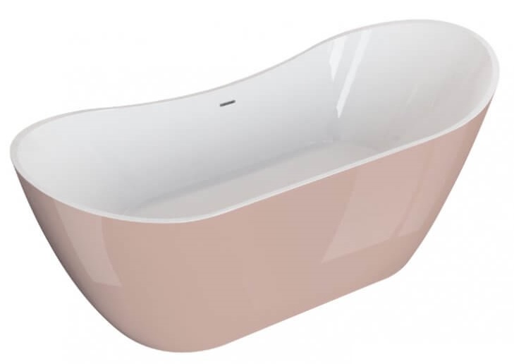 Polimat Abi wanna wolnostojąca 180x80 cm akrylowa biały/różowy połysk 00405