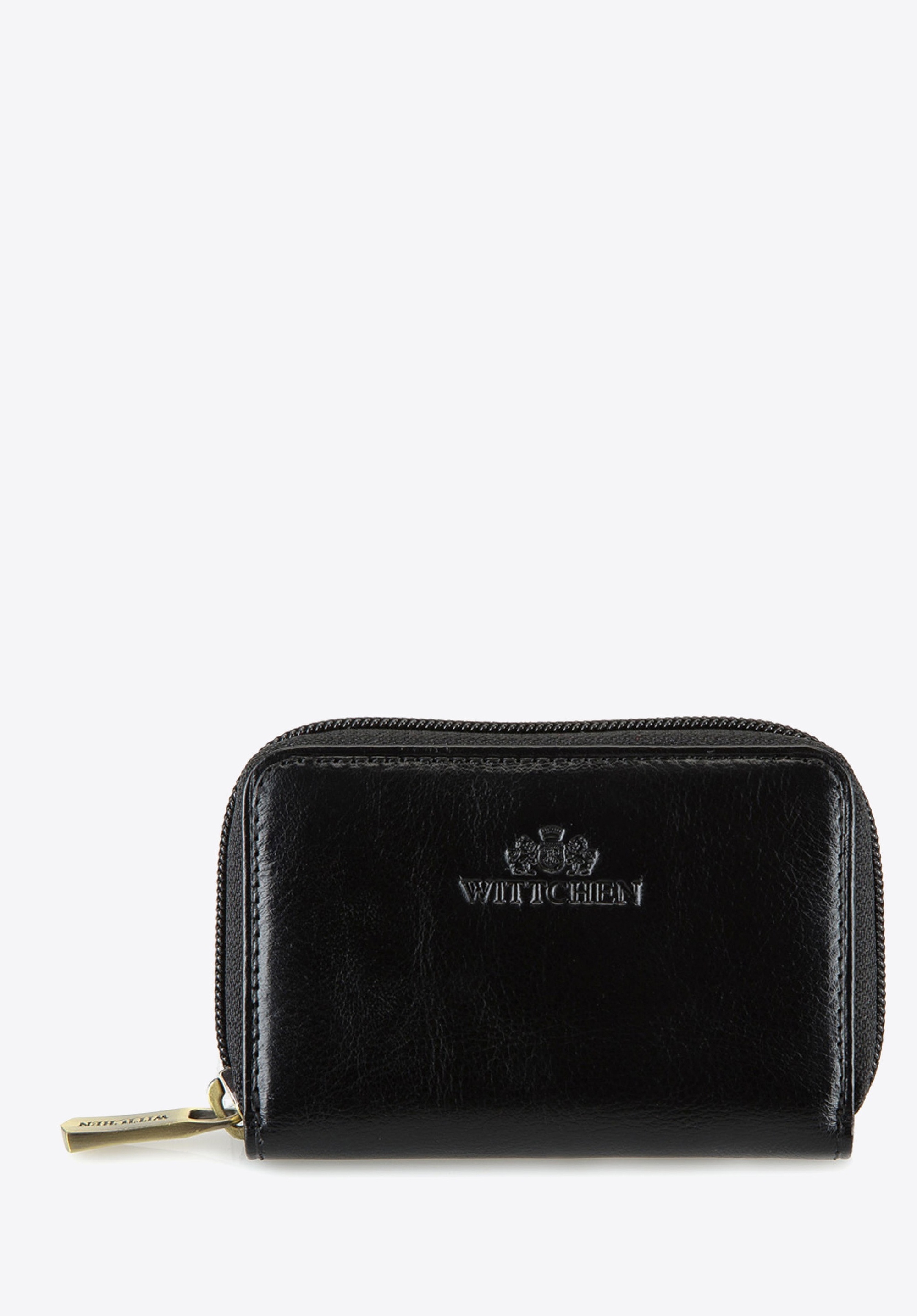 Etui na karty kredytowe skórzane na suwak czarne