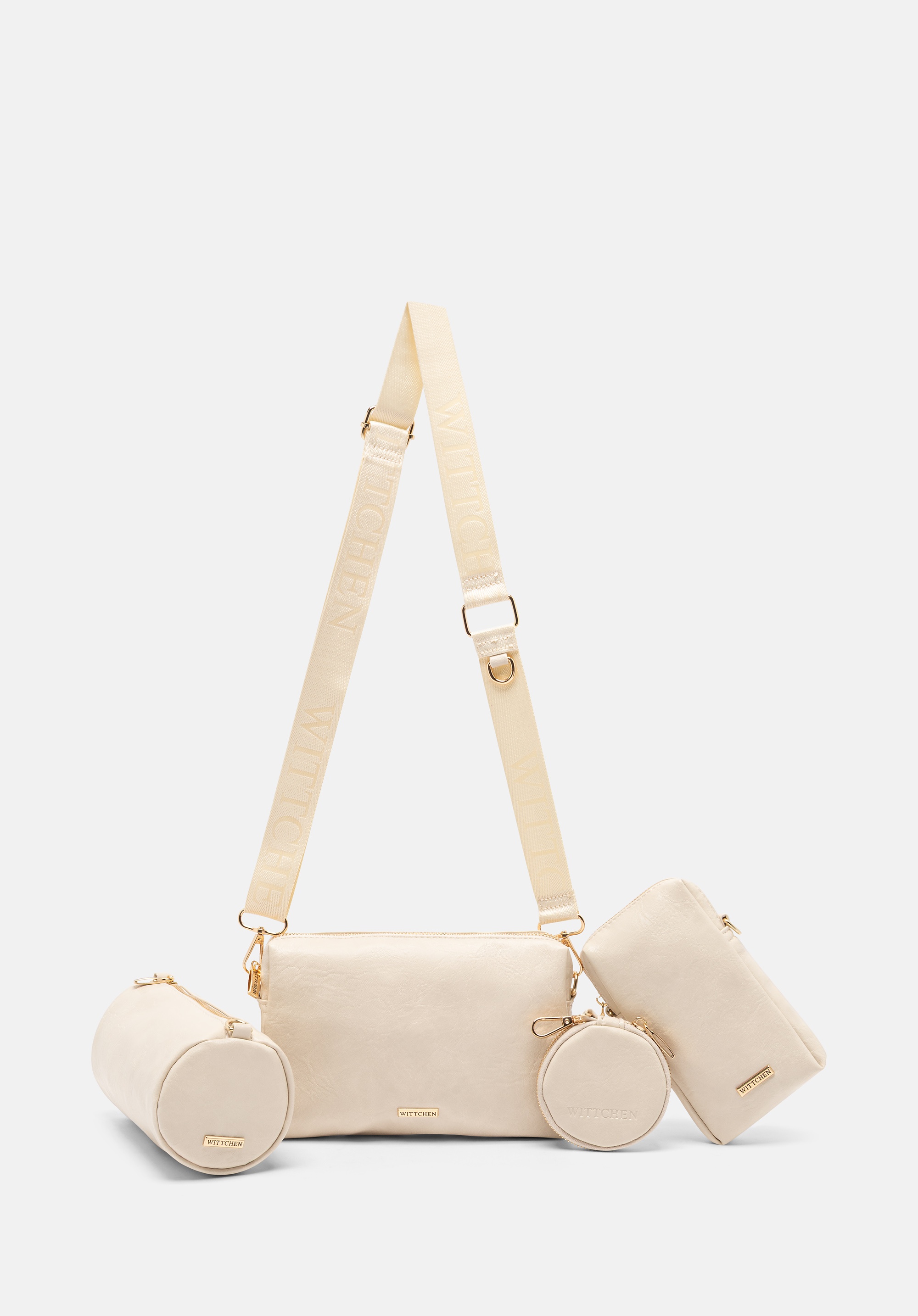 Zestaw torebek crossbody z ekoskóry kremowy