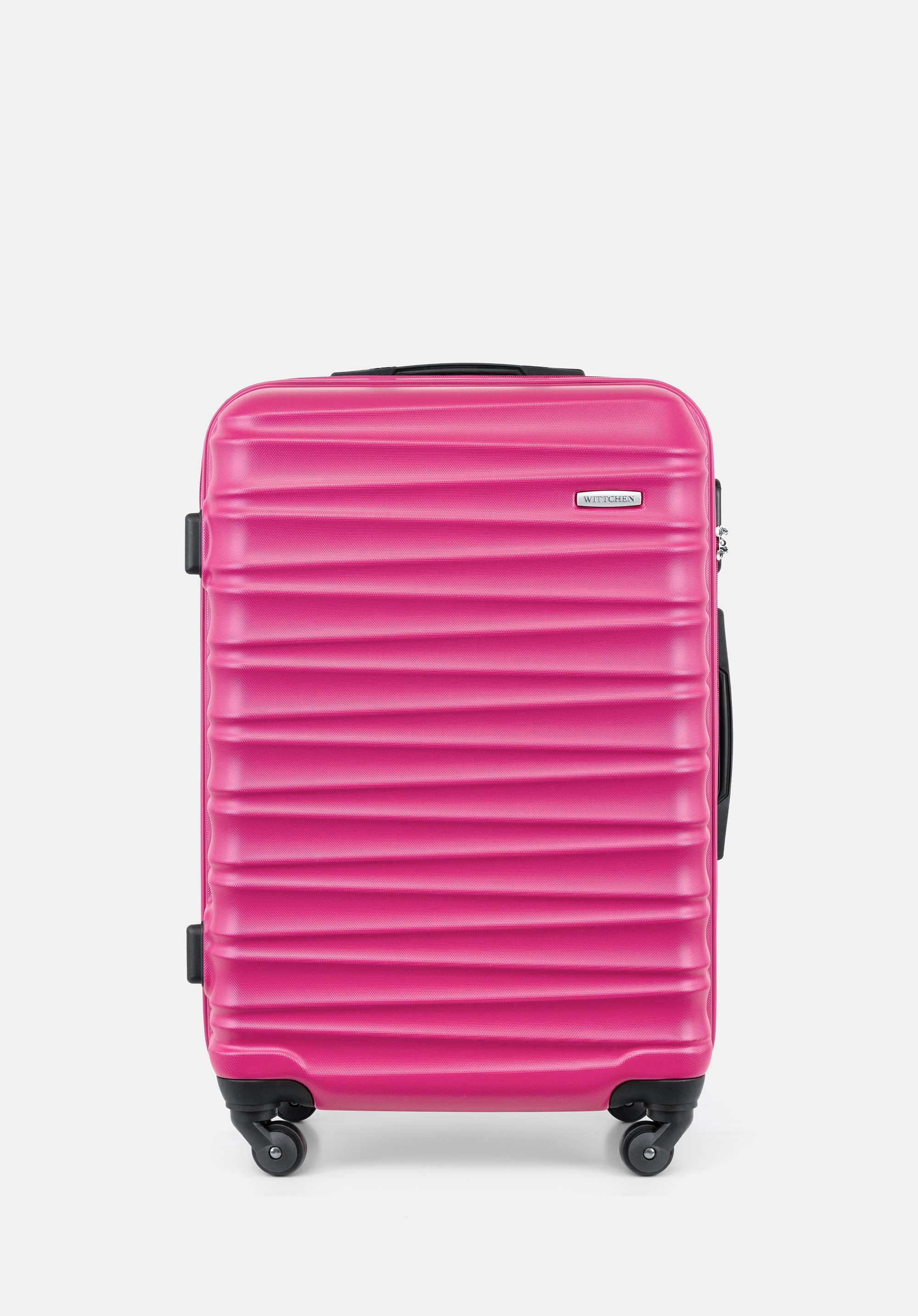 Średnia walizka z ABS-u z żebrowaniem różowa