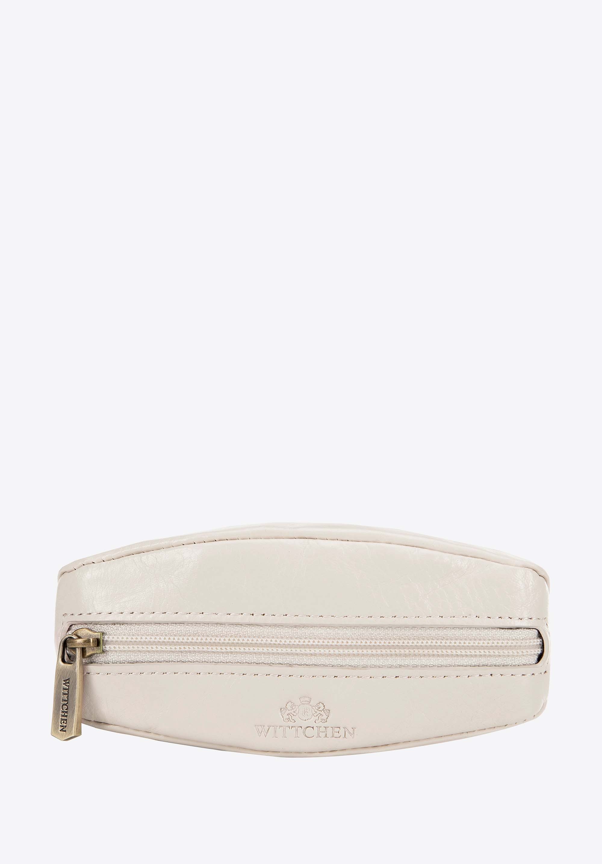 Etui na klucze skórzane miękkie kremowe