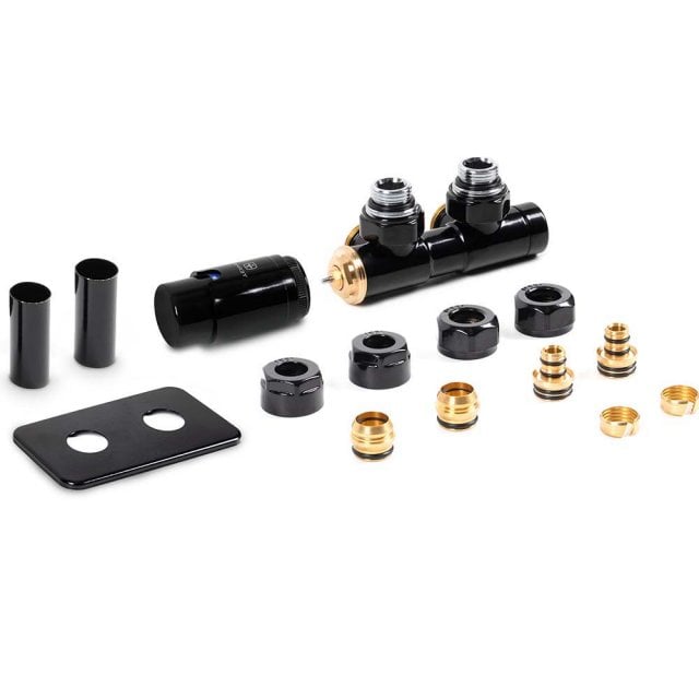 TERMA Zestaw zintegrowany termostatyczny TWINS lewy czarny mat TGETTW