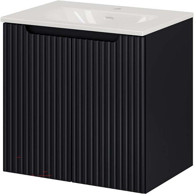 COMAD Szafka z drzwiami NOVA BLACK z umywalką meblową SKY 60 cm