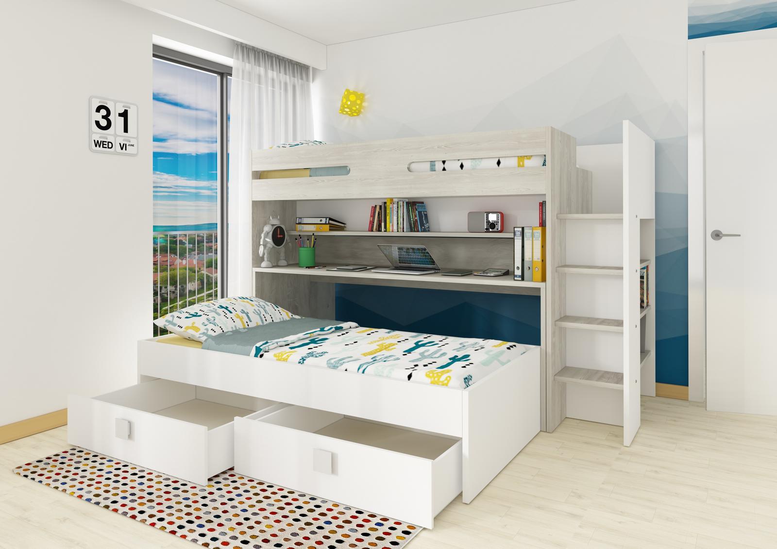 Łóżko piętrowe dla dwójki dzieci Bo10 - cascina, biale