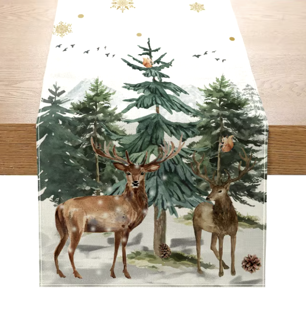 Lniany bieżnik świąteczny 183x33 cm