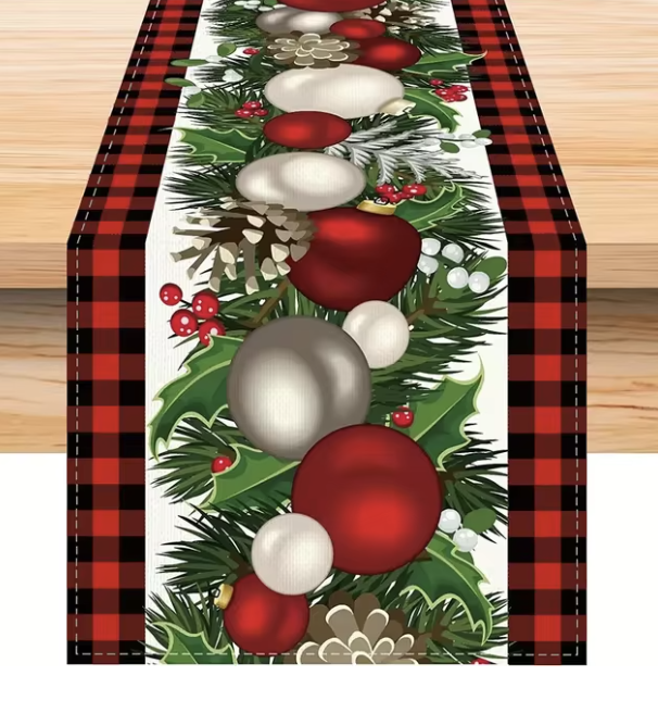 Lniany bieżnik świąteczny 183x33 cm