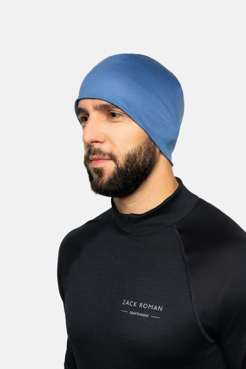 Czapka sportowa Expedition Extra Warm z wełny merino, błękitna, 283 gr