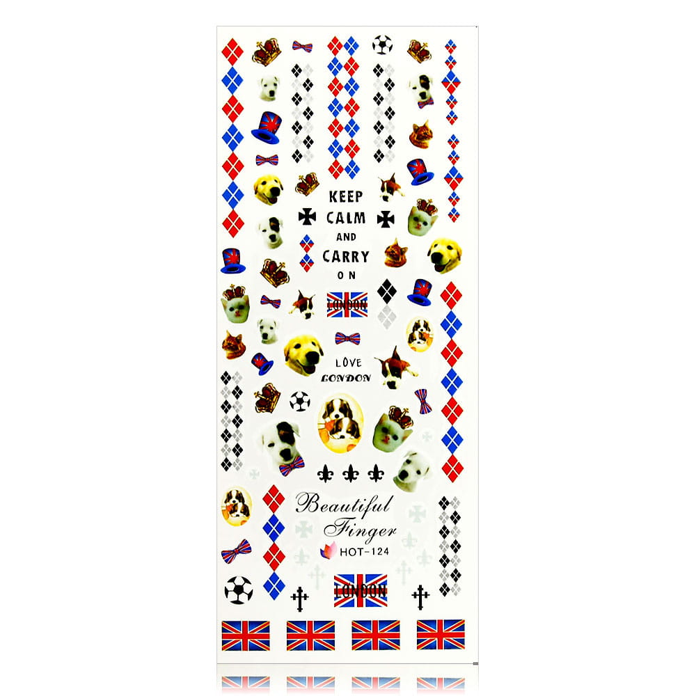 Naklejki wodne do paznokci arkusz 12,5 x 5,5 cm hot Nr 124