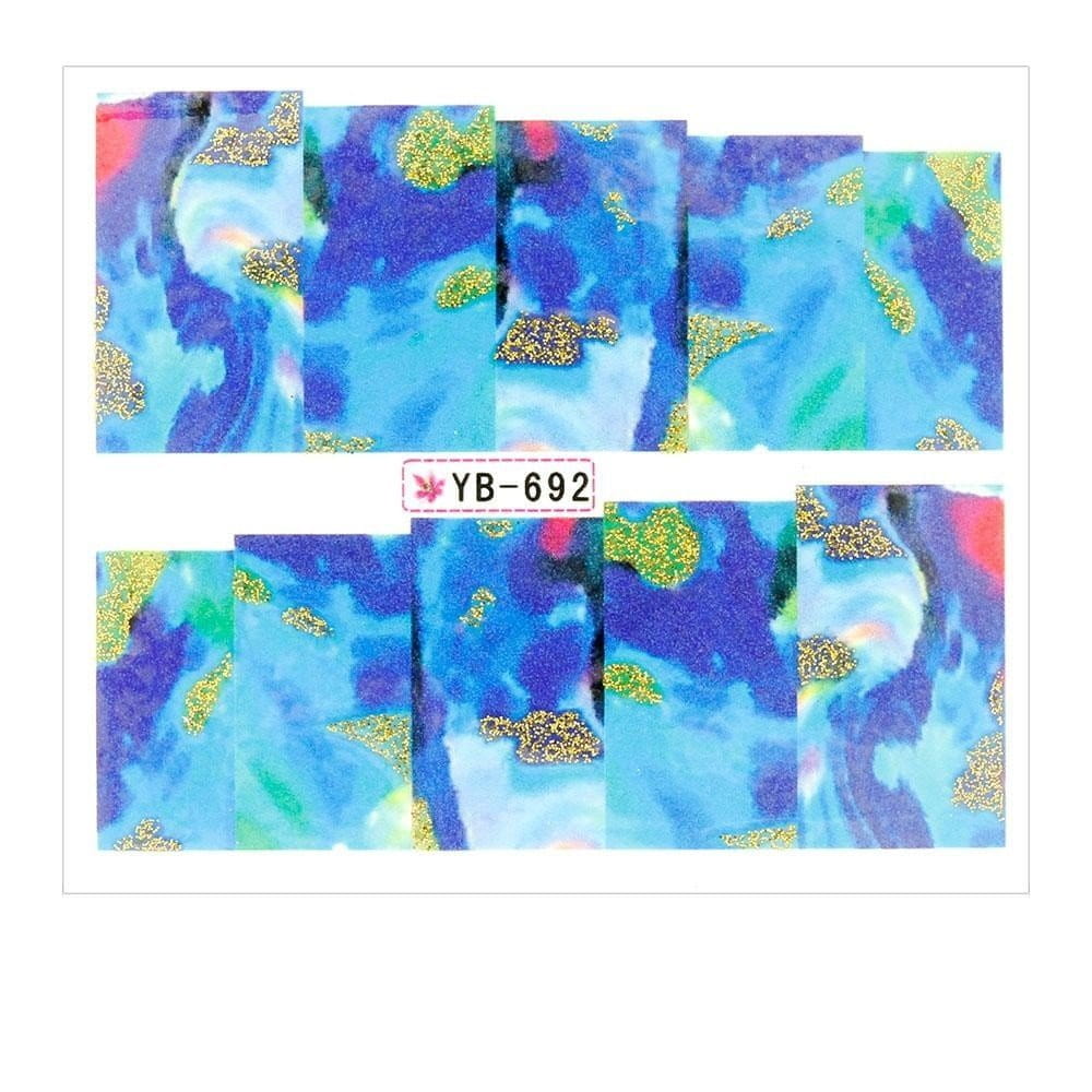 Naklejki wodne do paznokci arkusz 6,5 x 5,5 cm na 10 palców yb Nr 692