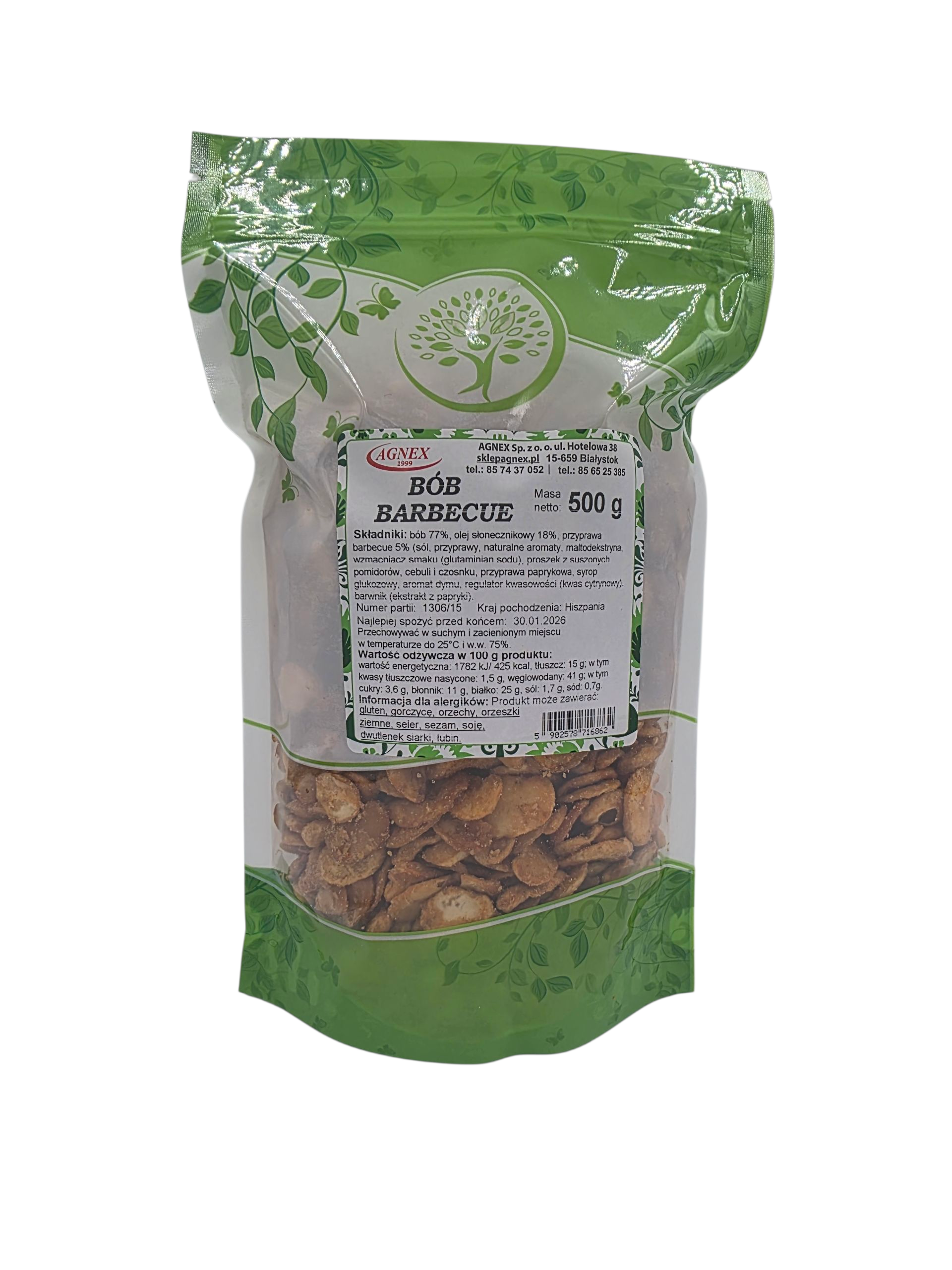 Bób chipsy o smaku BARBECUE 500g