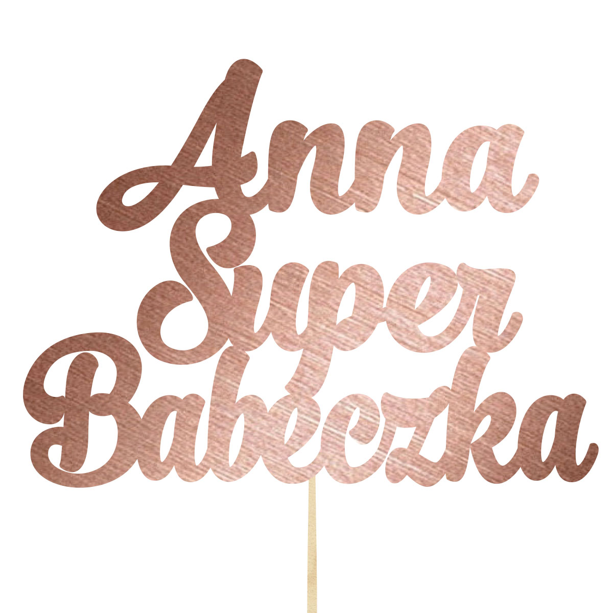 Topper dekoracja na bok tortu pik do prezentu lub bukietu kwiatów dzień kobiet 8 marca różowe złoto lustro imię napis